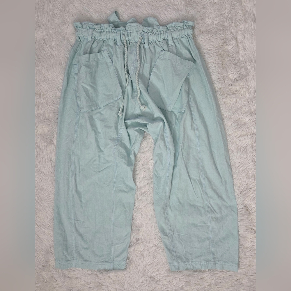 Free People  NWT Runyon Oversized Solid Harem Pants Paperbag Waist Cool Air Blue - Picture 2 of 11